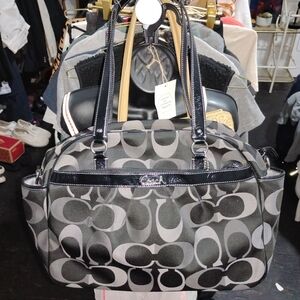 Coach Black and Gray Signature Tote Bag